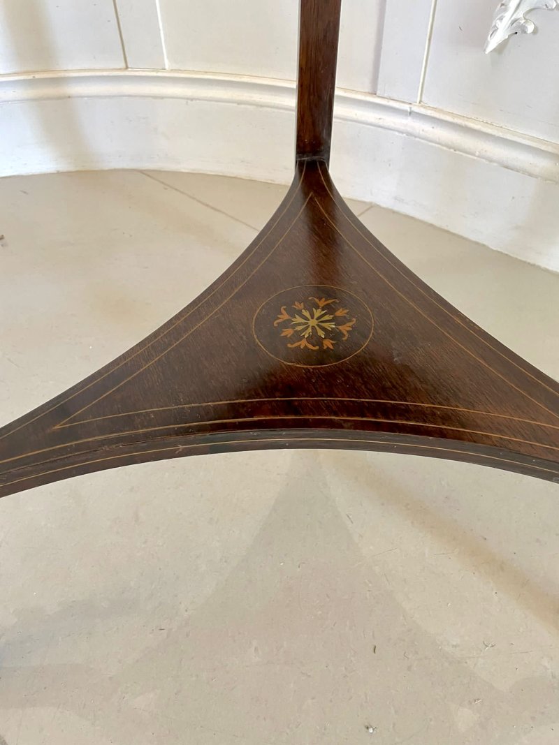 Unusual Antique Edwardian Quality Rosewood Inlaid Drop Leaf Centre Table - Image 7